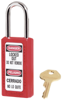 #411RED Master Lock Zenex Plastic Padlock. 