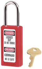 #411RED Master Lock Zenex Plastic Padlock. 