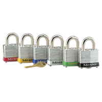#1220AST #3 Laminated Steel Safety Padlock Set. 6 Padlocks, Keyed Different.