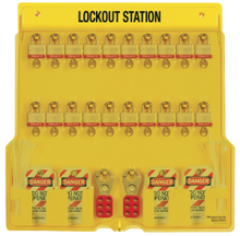 #1484BP3 Lockout Station with #3RED Laminated Steel Padlocks. Other Padlocks Available