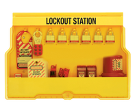#S1850E3 Electrical Lockout Station. Shown with #3RED Steel Padlock. Other padlock options available