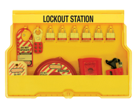 #S1850V3 Valve Lockout Station. Shown with #3RED Steel Padlock. Other padlocks available
