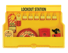 #S1850V3 Valve Lockout Station. Shown with #3RED Steel Padlock. Other padlocks available
