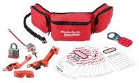 #1456E Personal Electrical Lockout Pouch Kit. Shown with #3RED Steel Padlock. Other padlocks available