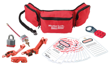 #1456E Personal Electrical Lockout Pouch Kit. Shown with #3RED Steel Padlock. Other padlocks available