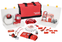 #1458VE Group Valve & Electrical Lockout Kit. Shown with #3RED Padlocks. Other padlocks available