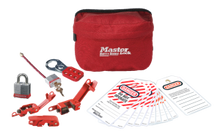 #S1010E Compact Personal Electrical Lockout Pouch. Shown with #3RED Steel Padlock. Other padlocks available