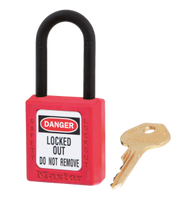 #406 Safety Thermoplastic Lockout Padlock. Nylon Shackle