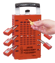#503RED Key Group Lock Box (closed). Padlocks not included