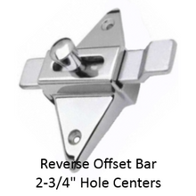 Surface mounted slide latch with REVERSE OFFSET bar for bathroom stall doors