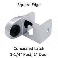 Inswing or outswing strike & keeper for SQUARE edged bathroom stall post and door