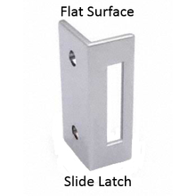 Inswing keeper for bathroom stalls with slide latch
