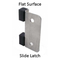 Inswing or outswing strike & keeper for bathroom stalls with a slide latch