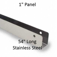 U-Shaped Continuous Wall Bracket for Bathroom Stall Repair. 1" Panel. Stainless Steel, 54" Long