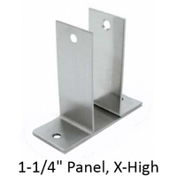 Stainless steel two ear bracket for 1-1/4" bathroom stall panel. Extra high