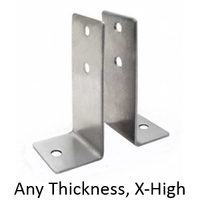 Stainless steel pair of angle brackets to fit any thickness bathroom stall panel