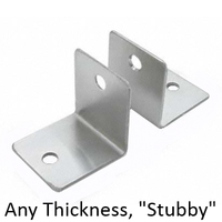 Stainless steel pair of angle brackets to fit any bathroom stall panel. "Stubby"