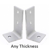 Aluminum pair of angle brackets to fit any thickness bathroom stall panel