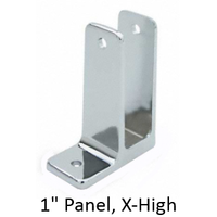 Chrome plated one ear wall bracket for 1" bathroom stall panel. Extra High
