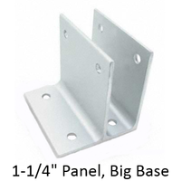 Aluminum one ear wall bracket for 1-1/4" bathroom stall panel. Large base
