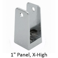 Chrome plated U-bracket for 1" bathroom stall panel. Extra high