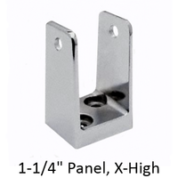 Chrome plated U-bracket for 1-1/4" bathroom stall panel. Extra high