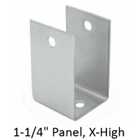 Stainless steel U-bracket for 1-1/4" bathroom stall panel. Extra high