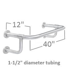 Straight grab bar for bathroom stalls with 2 adjustable braces