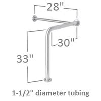 Floor-to-wall grab bars with 28" adjustable wall brace