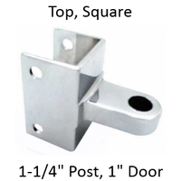 Bathroom stall top hinge bracket for 1-1/4" pilaster and 1" door