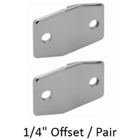 Pair of chrome plated alcove clips. 1/4" offset per pair.