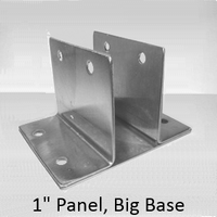 Two ear wall bracket for 1" bathroom stall panel. Large base