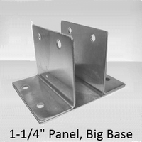 Two ear wall bracket for 1-1/4" bathroom stall panel. Large base