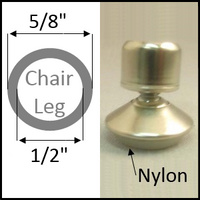 Swivel chair glide for round legs with O.D. 5/8" and I.D. 1/2"