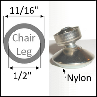 Swivel chair glide for round legs with O.D. 11/16" and I.D. 1/2"