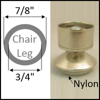 Swivel chair glide with nylon base. For round legs with O.D. 7/8" and I.D. 3/4"