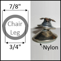 Swivel chair glide for round legs with 7/8" O.D. and 3/4" I.D.