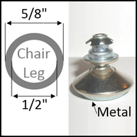 Swivel chair glide for round leg with 5/8" O.D. and 1/2" I.D.