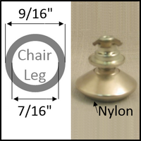 Swivel chair glide for round leg with 9/16" O.D. and 7/16" I.D.