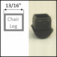 Rocker chair glide for stackable chairs with square legs of O.D. 13/16"