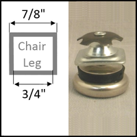 Swivel glide for chairs with square tubing legs. Leg O.D. 7/8", I.D. 3/4"