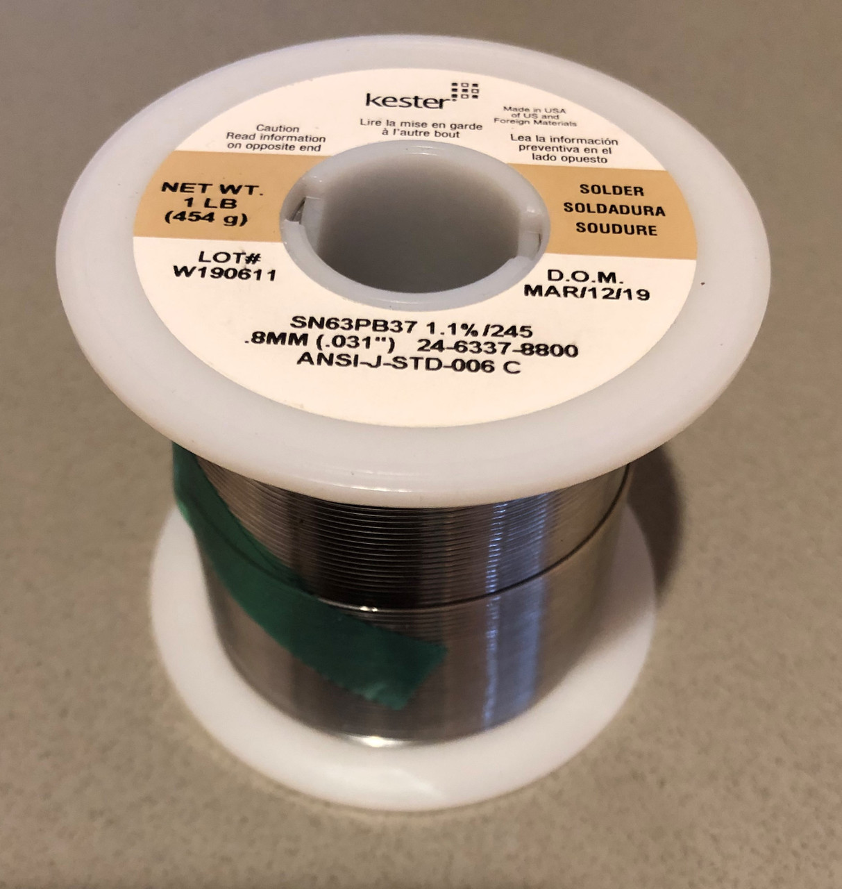 Kester 1 lb Solder Roll SN6PB37 (.8MM) Arcade Adventures