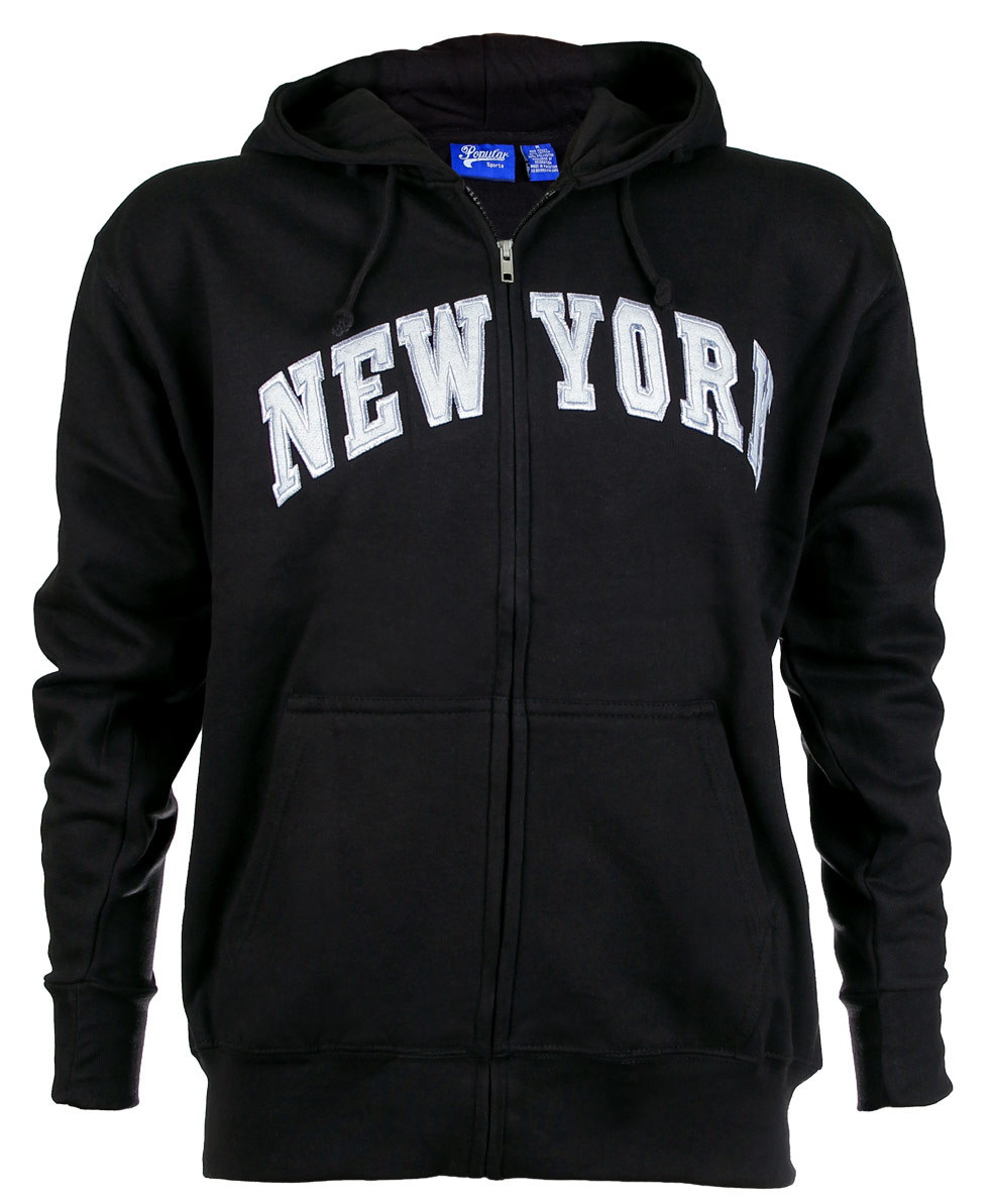 New York Black Zipper Hoodie