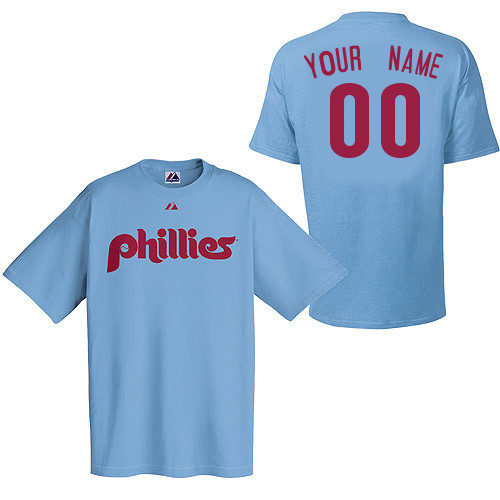 Philadelphia Phillies Personalized Cooperstown Lt Blue Adult T-Shirt