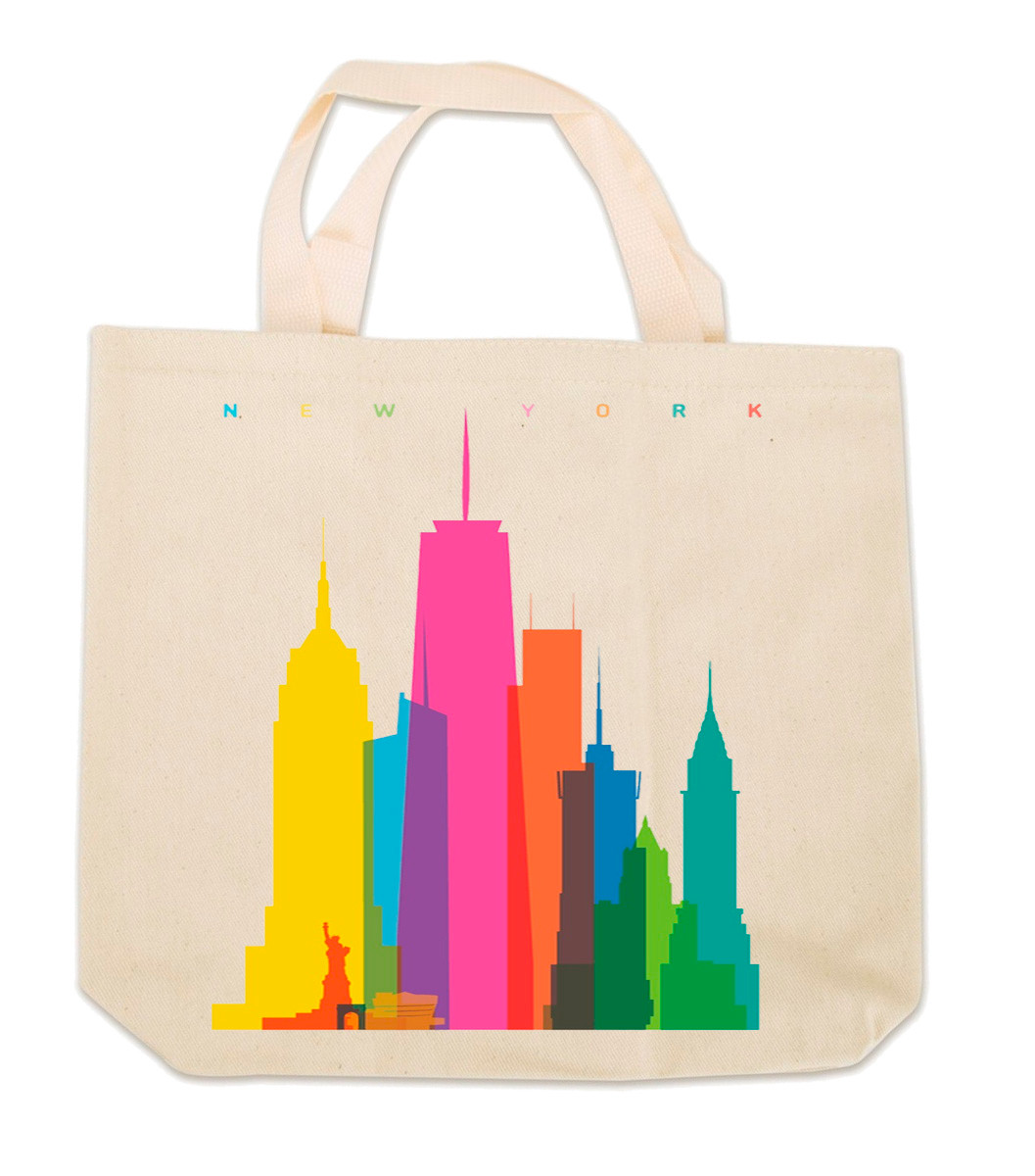 Colorful NY Skyline Canvas Tote Bag