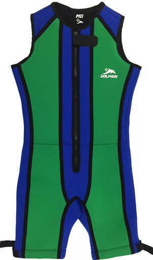 Front view of Blue and Green Arc Barefoot Suit