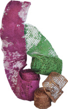 Pulp Netting Ribbon  Abaca Banana fiber in a net-like, woven natural textile.   -  2 colors available in a 4" width & one color  in a 2" width.  Available "by-the-yd" or in 5-1/2 yd Bulk Roll 