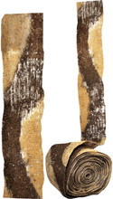 #62405 "Cinnamon Bark" Botanical Ribbon -3" wide -  A meandering  path of alternating colors of mocha brown & pale wheat in chopped plant fibers on a base of abaca/banana fiber, 3" ribbon.  Available by-the-yard, or in a 3 yd. "Artist Roll", or the 10 yd "Bulk Roll"