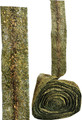 #62504 "Moss with Gold Twigs" Botanical Ribbon - 3" wide     An olive green background of moss/fibers on a woven abaca/banana textile base with a thick center band of gold gilded twigs running down the center.  Available by-the-yard, or in a 3 yd. "Artist Roll", or the 10 yd "Bulk Roll"
