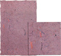 #26313 Caribbean Handmade Paper, "Orchid"
 A background of shades of violet and berry are accented with a liberal scattering of fiber bits in persimmon and dark violet on a slightly nubby surface.  Deckle edges